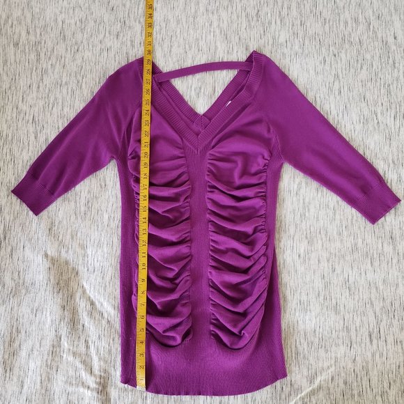 [Alloy] Orchid Purple Ruched Tunic Length Sweater - Picture 7 of 8